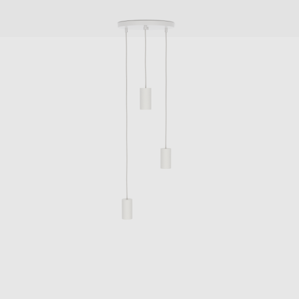Tala Alumina Triple Pendant with Canopy - Chalk White Finish