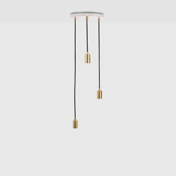 Tala Brass Triple Pendant Light with White or Black Canopy - Decorative Ceiling Fixture
