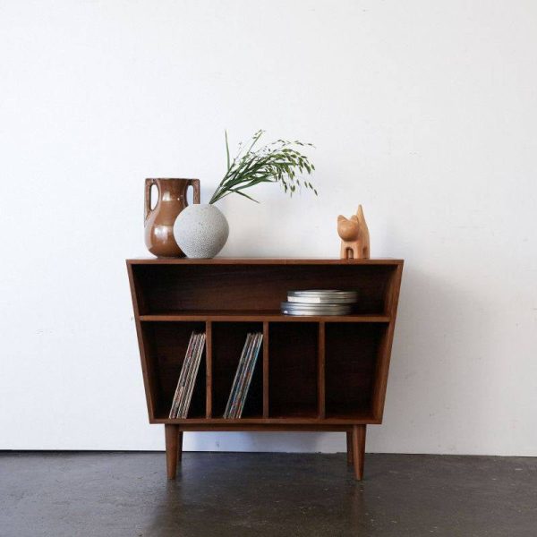 Mid-Century Modern Slanted Vinyl LP Record Rack - Teak Wood Storage for Records & Decor (Pre-Order)