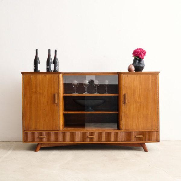 Retro Sideboard Sliding Glass 2 Doors