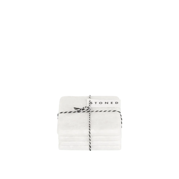 Luxury White Marble Square Coasters Set of 4 - Stoned Amsterdam